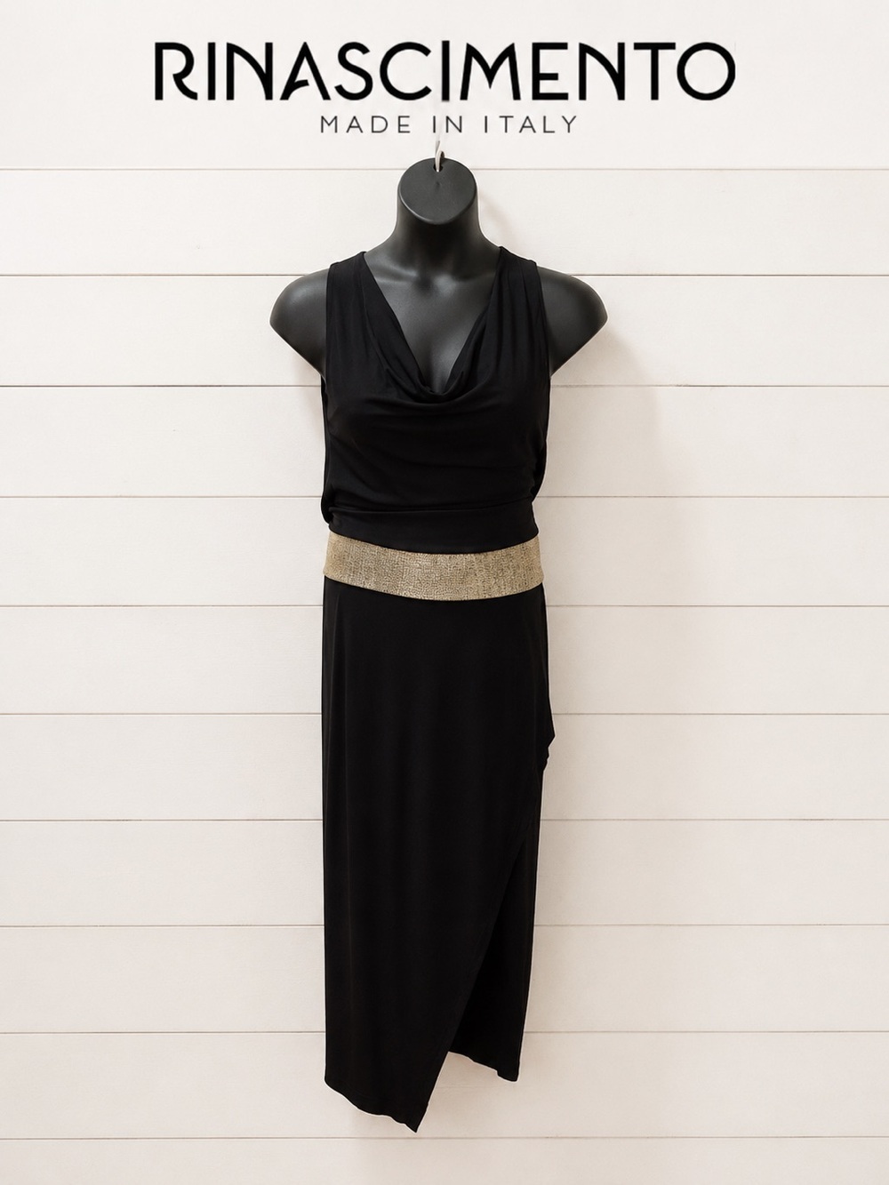 RINASCIMENTO Black & Gold Comfort Dress Size L